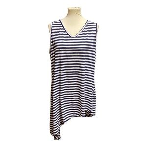 Lane Bryant Asymmetrical Navy & White Cotton Tunic